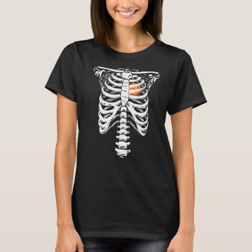 Basketball Heart Skeleton Rib Cage Halloween Love  T_Shirt