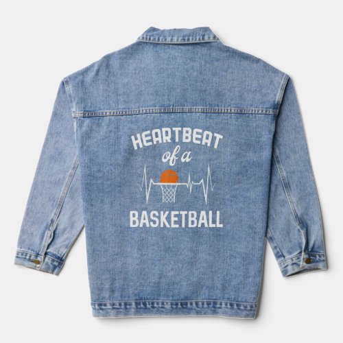 Basketball Heartbeat Bball   Men Women Kids Youth  Denim Jacket