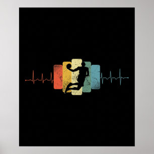 Basketball Heartbeat Dunk Layers Ekg Poster