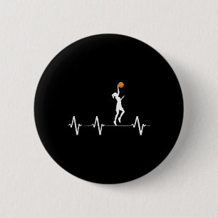 Basketball Heartbeat for Women and Girls Button