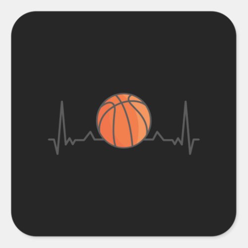 Basketball Heartbeat Lover Square Sticker