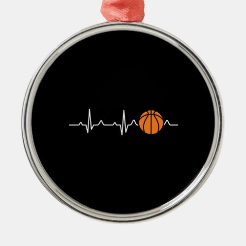 Basketball Heartbeat Metal Ornament