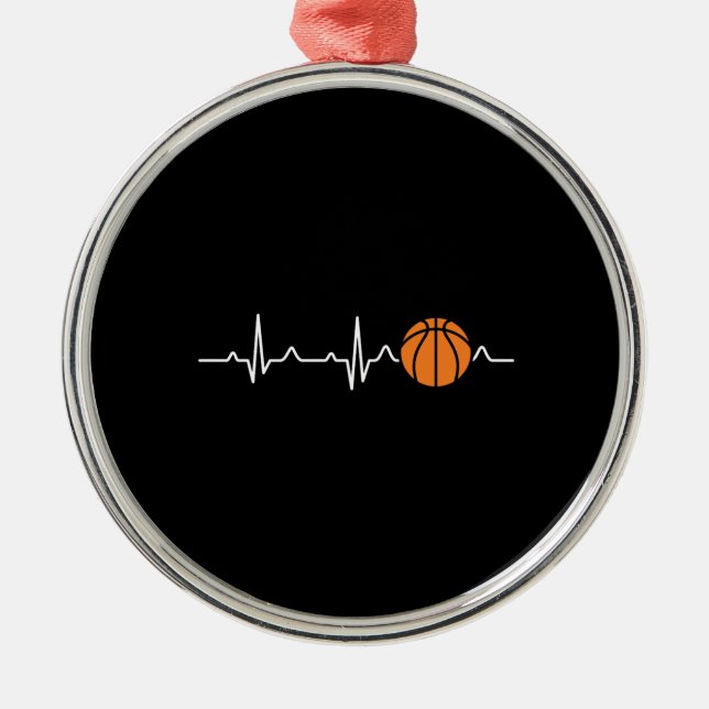 Basketball Heartbeat Metal Ornament (Front)