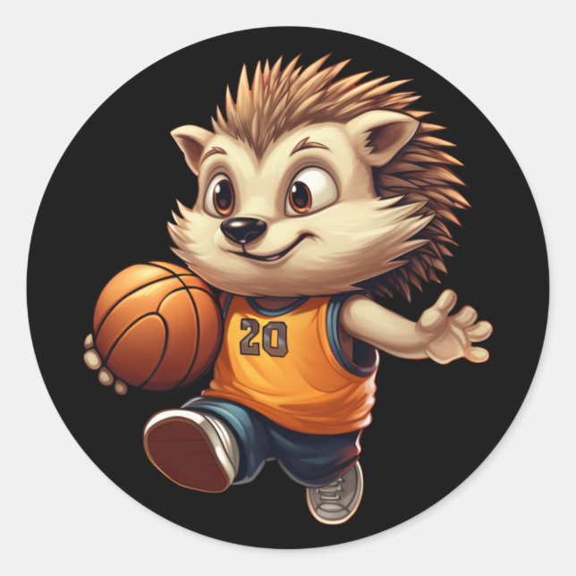 Basketball Hedgehog 1  Classic Round Sticker (Front)