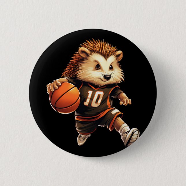 Basketball Hedgehog  Button (Front)