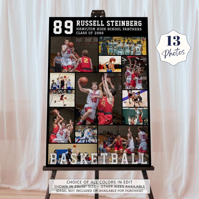 Basketball High School Senior 13 Photo Collage Foam Board (Creator Uploaded)