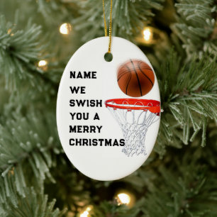 Basketball Holiday Gift Ceramic Ornament