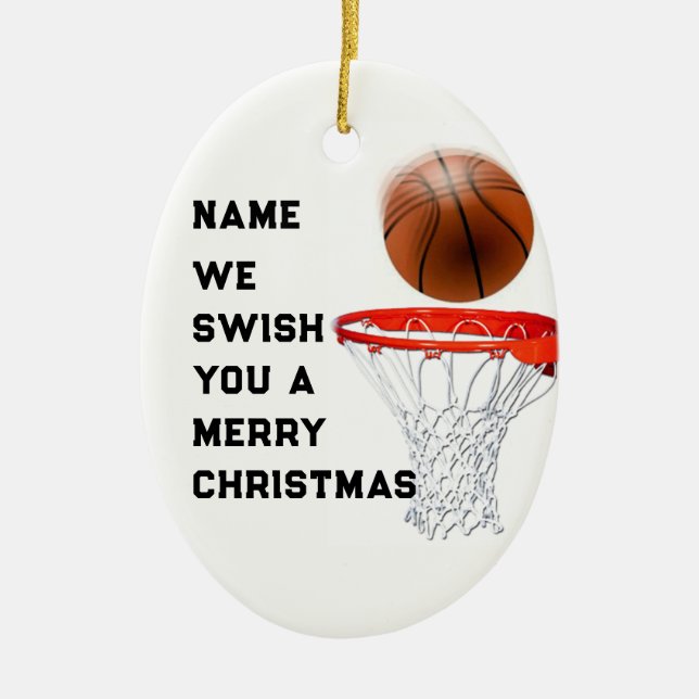 Basketball Holiday Gift Ceramic Ornament (Front)