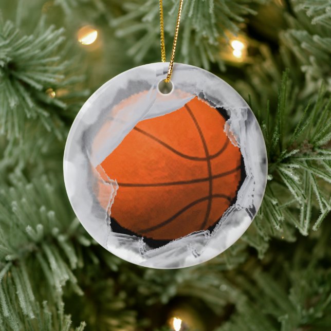 Basketball Holiday Keepsake Ceramic Ornament (Tree)