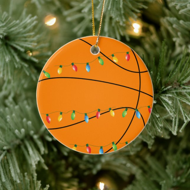 Basketball Holiday Ornament with Lights (Tree)