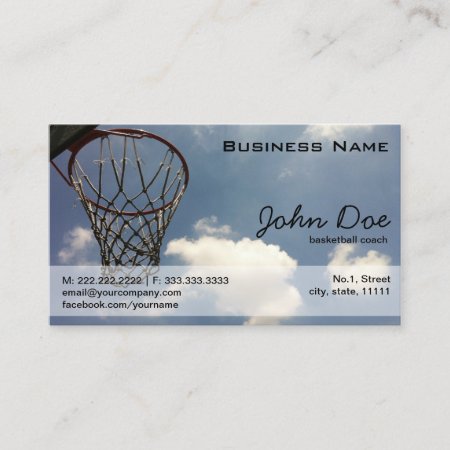 Basketball Hoop Against The Blue Sky Business Card