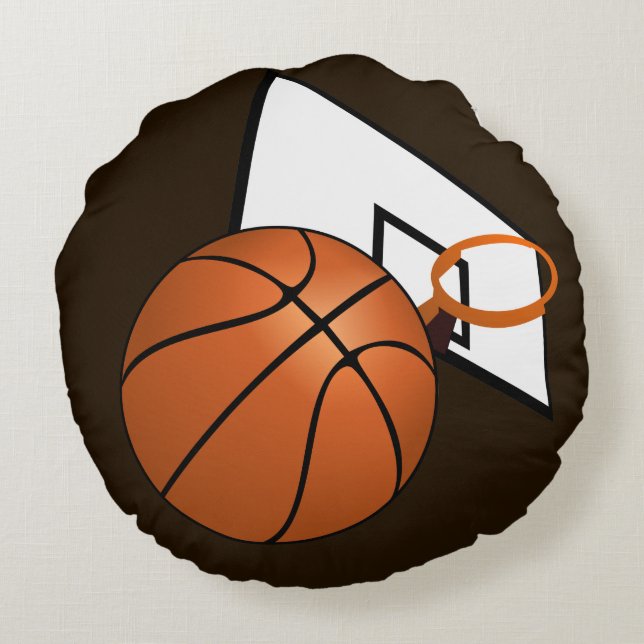 Basketball Hoop and Ball Sports Round Pillow (Back)