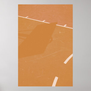 Basketball hoop casting shadow on line poster