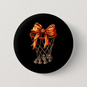 Basketball Hoop Net Coquette Bow Basketball Player Button