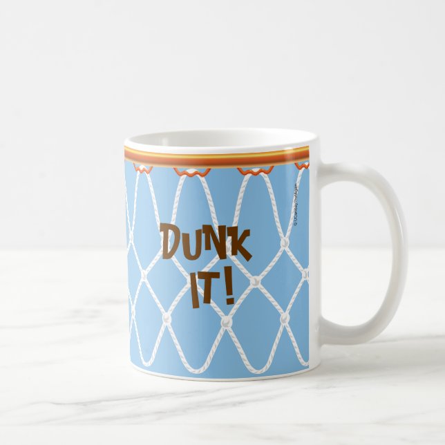 Basketball Hoop Net_Dunk it!_on blue Coffee Mug (Right)