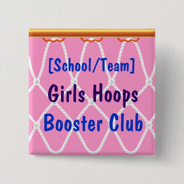 Basketball Hoop Net_Hoops Booster Club template Pinback Button (Front)