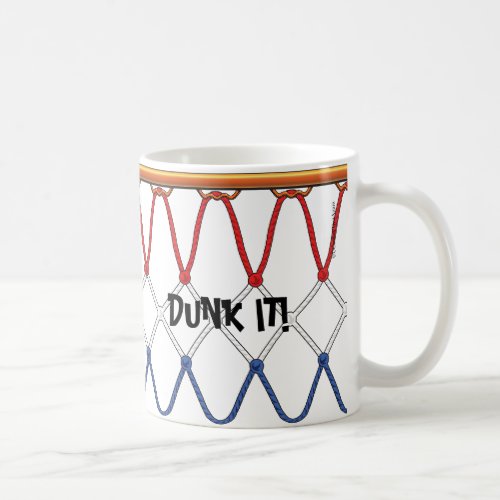 Basketball Hoop Net_red white blue_Dunk It Coffee Mug
