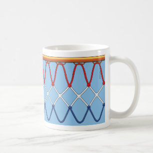 Basketball Hoop Net_red white blue_on light blue Coffee Mug