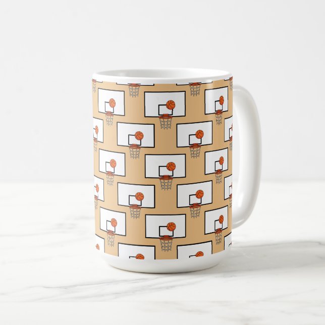 Basketball Hoop Pattern Coffee Mug (Front Right)