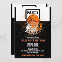 Basketball & Hoop Sports Birthday Party Invitation