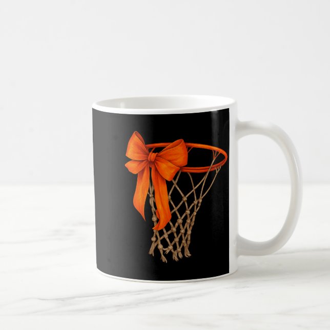 Basketball Hoop With Bow Cute Basketball Aesthetic Coffee Mug (Right)
