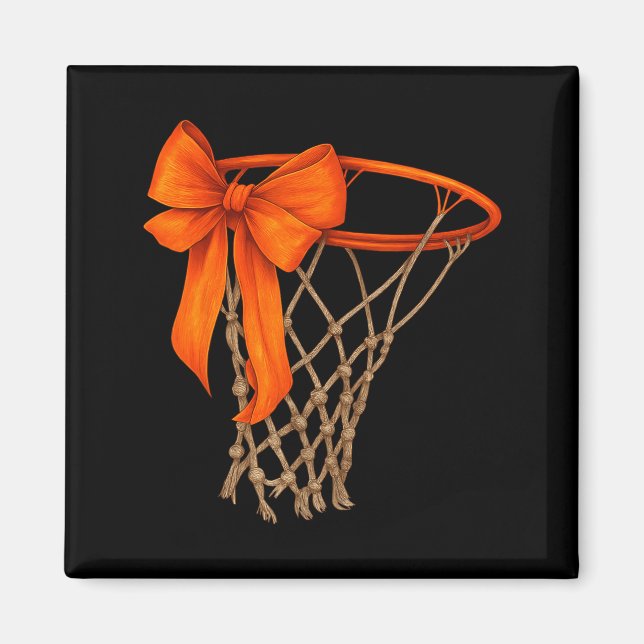 Basketball Hoop With Bow Cute Basketball Aesthetic Magnet (Front)