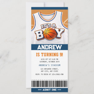 Basketball Hoopla Birthday Bash Ticket Invitations