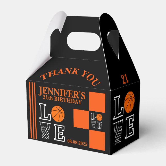 Basketball Hoops, Basketball Player Birthday  Favor Boxes (Front Side)
