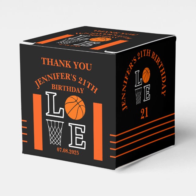 Basketball Hoops, Basketball Player Birthday  Favor Boxes (Front Side)