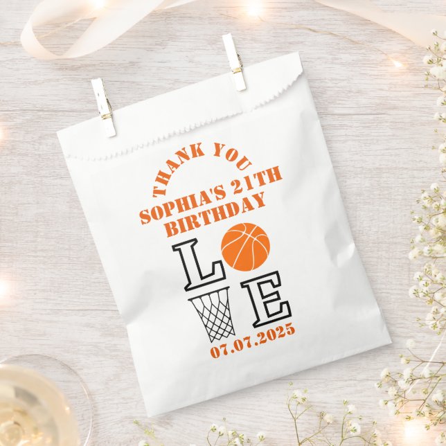 Basketball Hoops, Basketball Player Birthday Gift Favor Bag (Clipped)