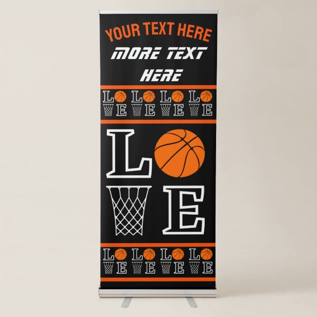 Basketball Hoops, Basketball Player Birthday Retractable Banner (Front)