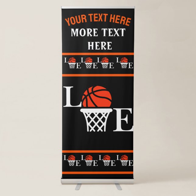 Basketball Hoops, Basketball Player Birthday Retractable Banner (Front)