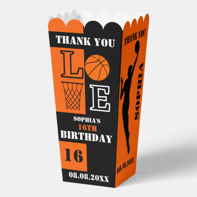 Basketball Hoops, Basketball Player Gift, Birthday Favor Boxes (Front)