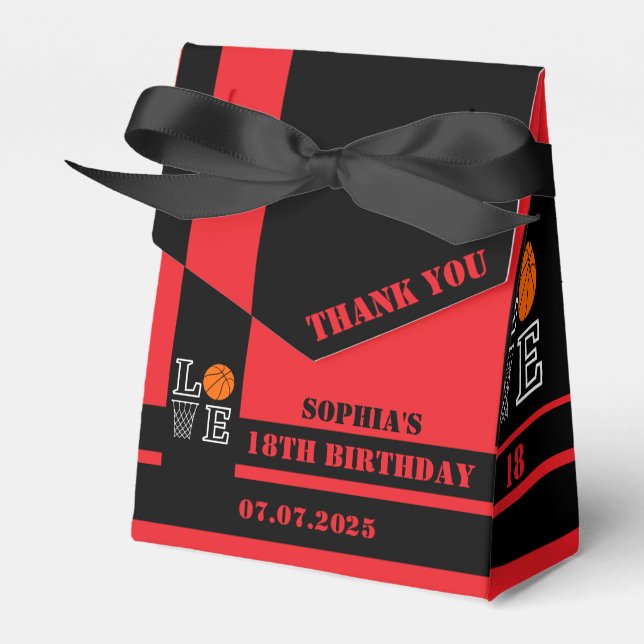 Basketball Hoops, Basketball Player Gift, Birthday Favor Boxes (Front Side)