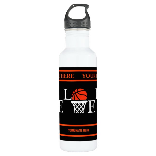 Basketball Hoops, Basketball Player Gift Stainless Steel Water Bottle (Front)