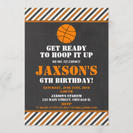 Basketball hoops birthday party invitation boy