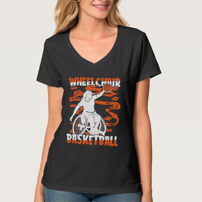 Basketball Hoops Hooping Bball Baller Wheelchair B T-Shirt (Front)
