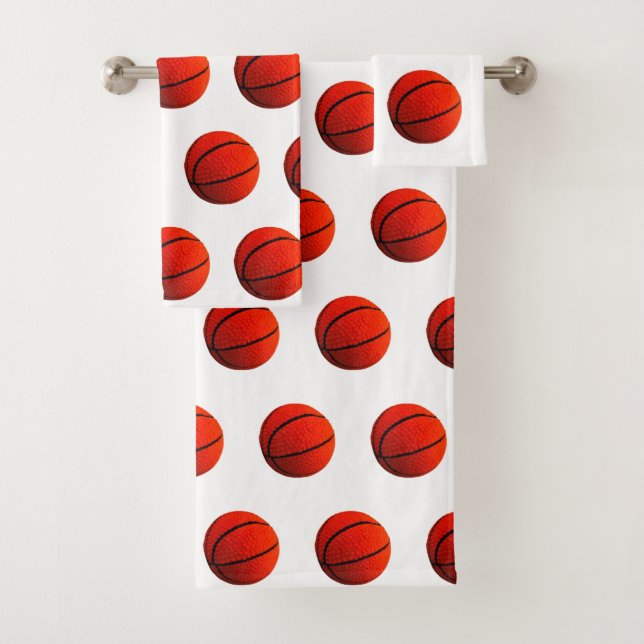 Basketball Hoops Orange Black Basketballs 4Scot Bath Towel Set (Insitu)