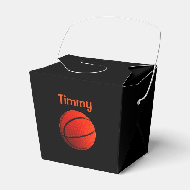 Basketball Hoops Orange Black Favor Boxes (Front Side)