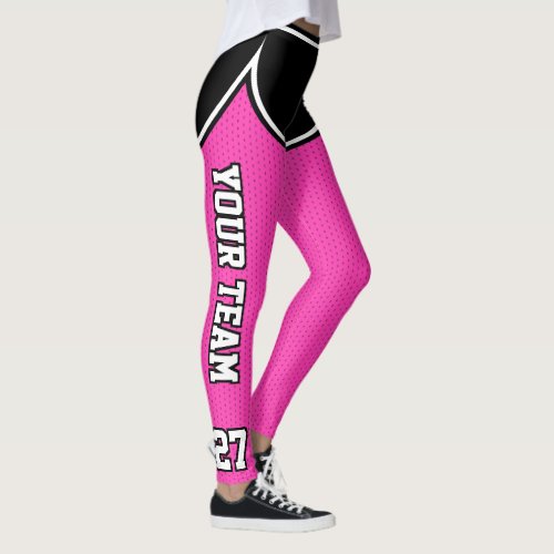 Basketball Hot Pink Black Outines Varsity Sports Leggings