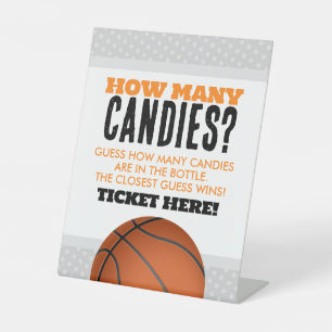 Basketball How Many Candies Game Pedestal Sign