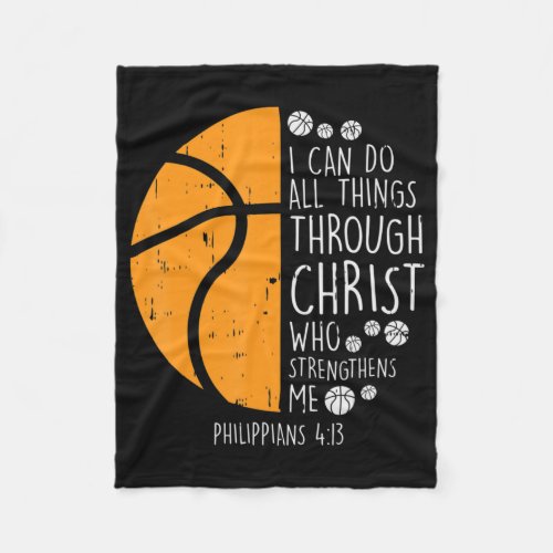 Basketball I Can Do Things Bible Verse God Jesus Fleece Blanket