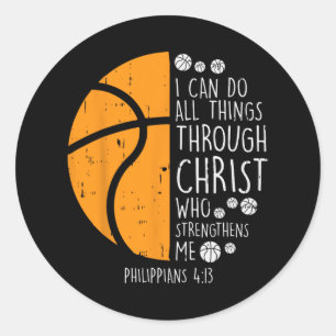 Basketball i can do things Bible Verse God Jesus G Classic Round Sticker