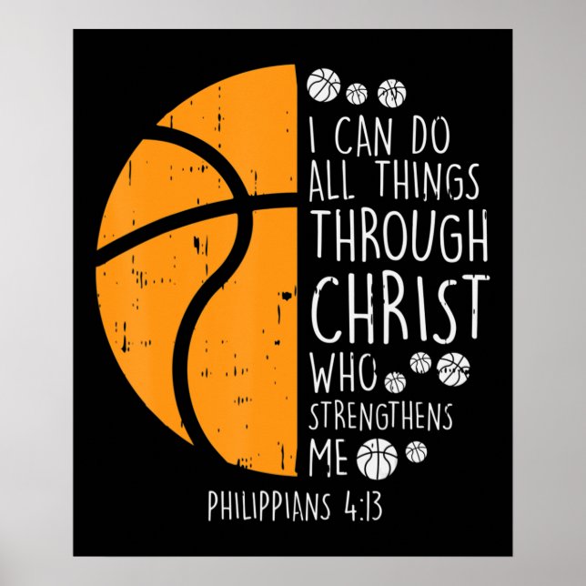 Basketball I Can Do Things Bible Verse God Jesus Poster (Front)