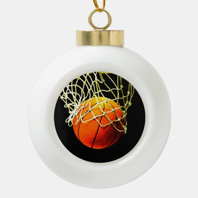 Basketball I Love Ceramic Ball Christmas Ornament (Front)