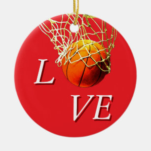 Basketball I Love Ceramic Ornament