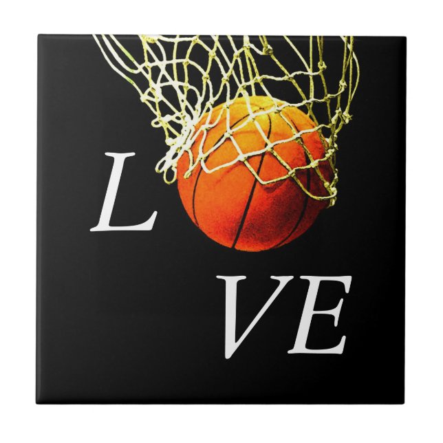 Basketball I Love Ceramic Tile (Front)