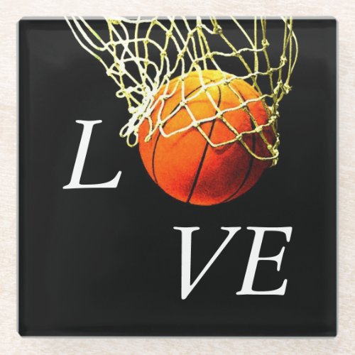 Basketball I Love Glass Coaster
