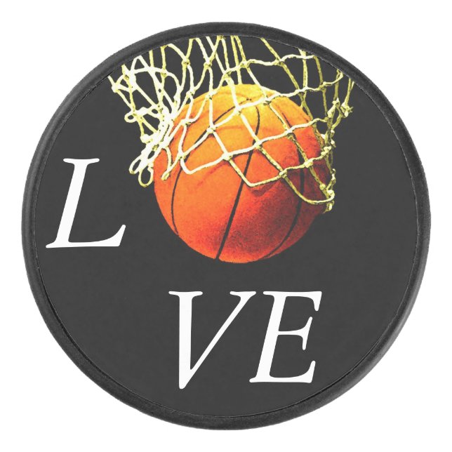 Basketball I Love Hockey Puck (Front)