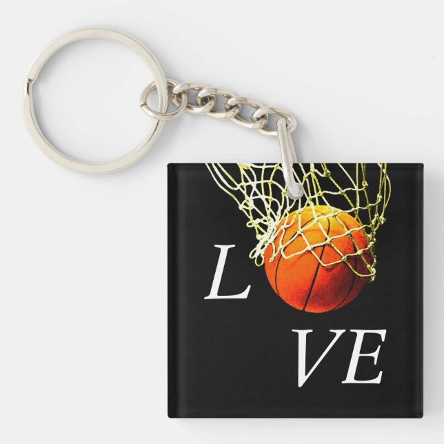 Basketball I Love Keychain (Front)
